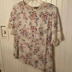 Michael Stars lace trimmed floral top